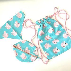 Dogs set, bandana, over the collar, Pepa cartoon design.